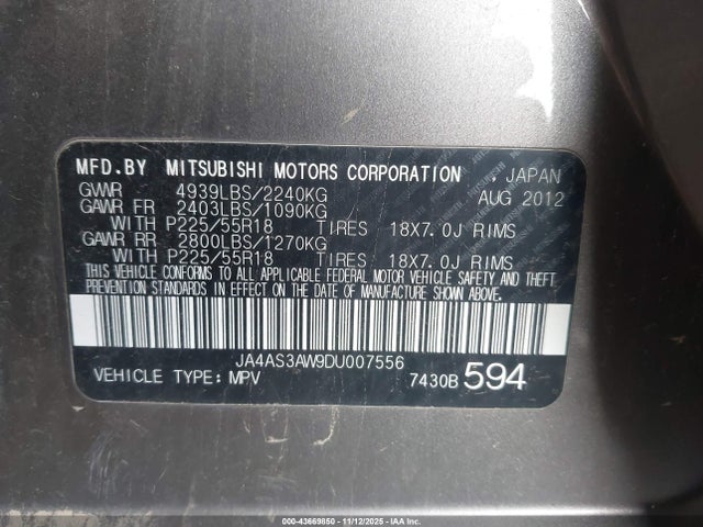 2013 MITSUBISHI OUTLANDER JA4AS3AW9DU007556 Photo 8
