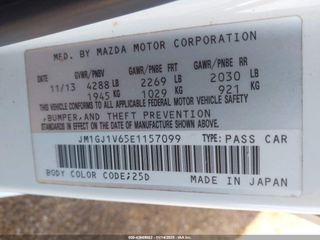 2014 MAZDA MAZDA6 JM1GJ1V65E1157099 Photo 8