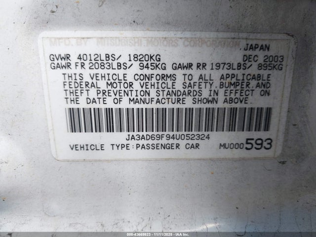 2004 MITSUBISHI LANCER SPORTBACK JA3AD69F94U052324 Photo 8