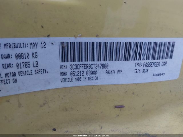 2012 FIAT 500C 3C3CFFER0CT347880 Photo 8