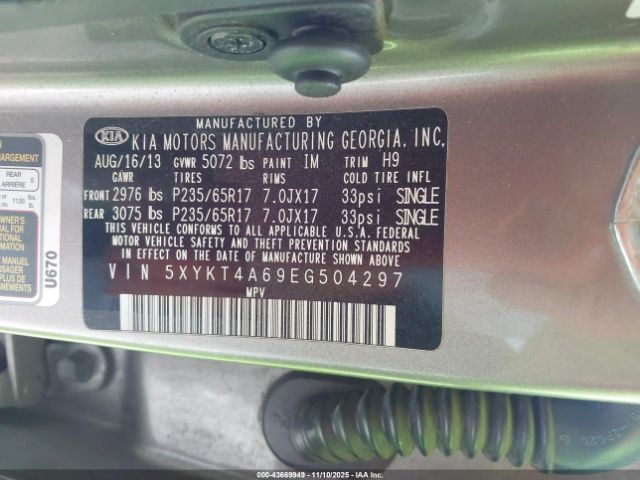 2014 KIA SORENTO 5XYKT4A69EG504297 Photo 8