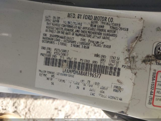 2010 FORD FUSION 3FAHP0HA8AR196577 Photo 8