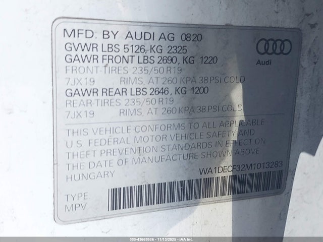 2021 AUDI Q3 WA1DECF32M1013283 Photo 8