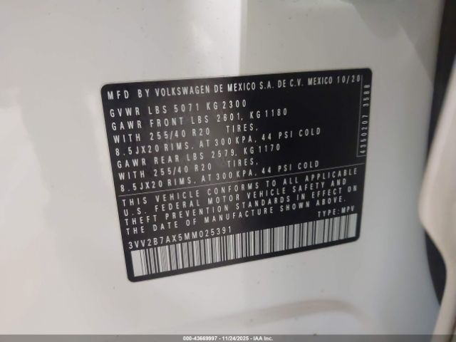 2021 VOLKSWAGEN TIGUAN 3VV2B7AX5MM025391 Photo 8