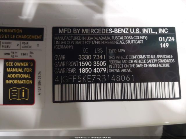 2024 MERCEDES-BENZ GLS 450 4JGFF5KE7RB148061 Photo 8