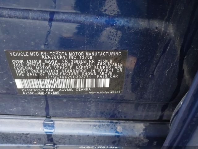 2009 TOYOTA CAMRY 4T1BE46K29U393771 Photo 8