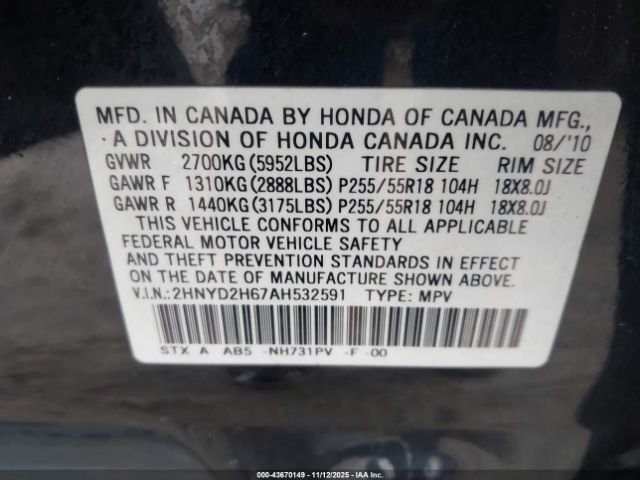 2010 ACURA MDX 2HNYD2H67AH532591 Photo 8