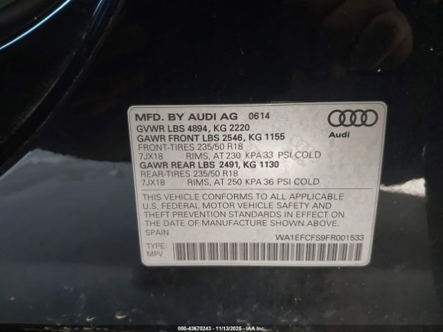 2015 AUDI Q3 WA1EFCFS9FR001533 Photo 8