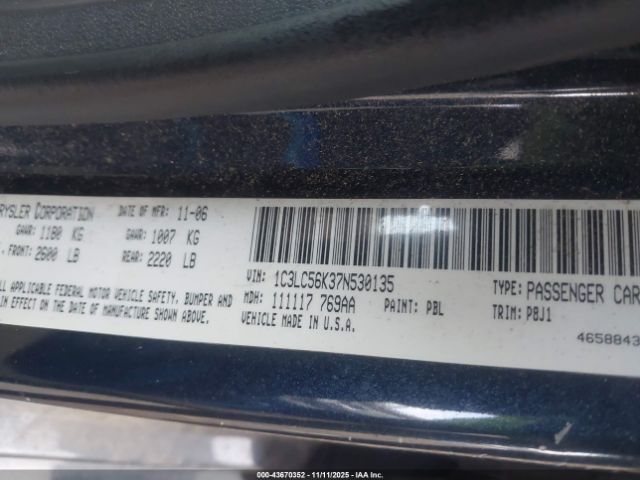 2007 CHRYSLER SEBRING 1C3LC56K37N530135 Photo 8