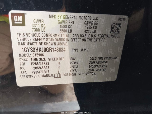 2016 CADILLAC ESCALADE ESV 1GYS3HKJ0GR143034 Photo 8