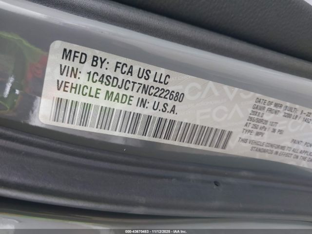 2022 DODGE DURANGO 1C4SDJCT7NC222680 Photo 8