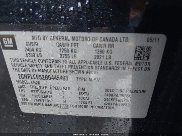 2011 CHEVROLET EQUINOX 2CNFLEE52B6445493 Photo 8