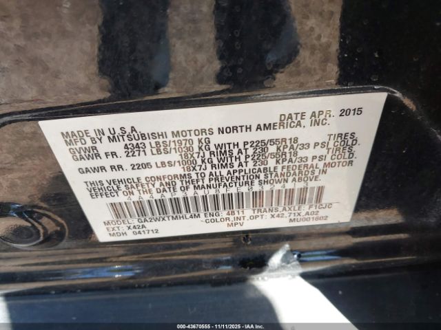 2015 MITSUBISHI OUTLANDER SPORT 4A4AP3AU8FE032413 Photo 8