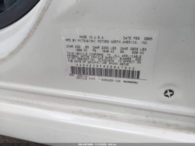 2005 MITSUBISHI GALANT 4A3AB36F05E047533 Photo 8