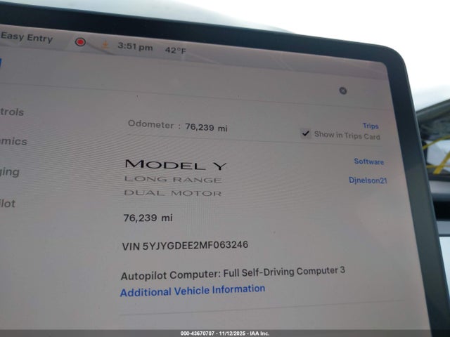 2021 TESLA MODEL Y 5YJYGDEE2MF063246 Photo 6