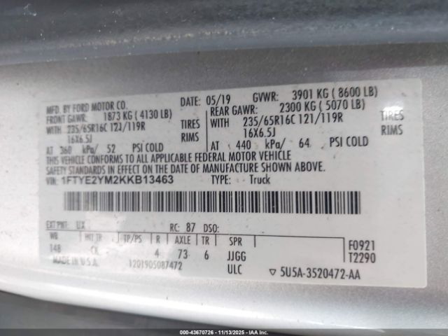 2019 FORD TRANSIT-150 1FTYE2YM2KKB13463 Photo 8