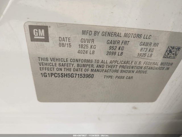 1G1PC5SH5G7153960 Chevrolet Cruze Limited Ls Auto