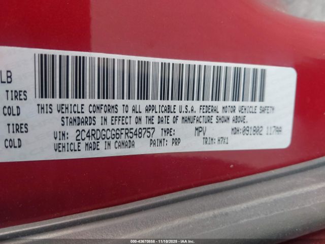 2015 DODGE GRAND CARAVAN 2C4RDGCG6FR548757 Photo 8