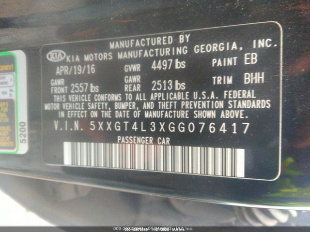 Aukcja sprzedaży 2016 Kia Optima Lx, vin: 5XXGT4L3XGG076417, numer aukcji: 43670869