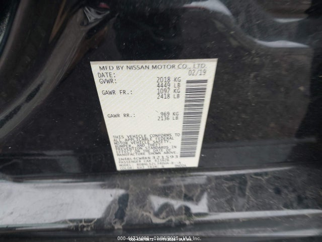Nissan Altima 2.5 Sr 2019 1N4BL4CW8KN321593 Image 9