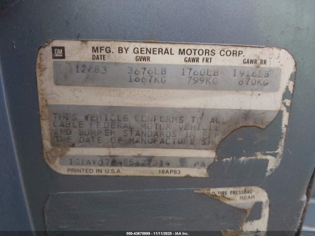 1984 CHEVROLET CORVETTE 1G1AY0784E5127314 Photo 8