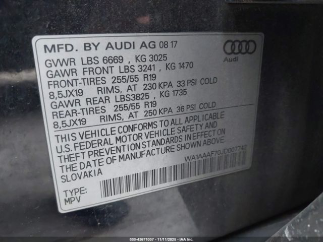 2018 AUDI Q7 WA1AAAF70JD007742 Photo 8