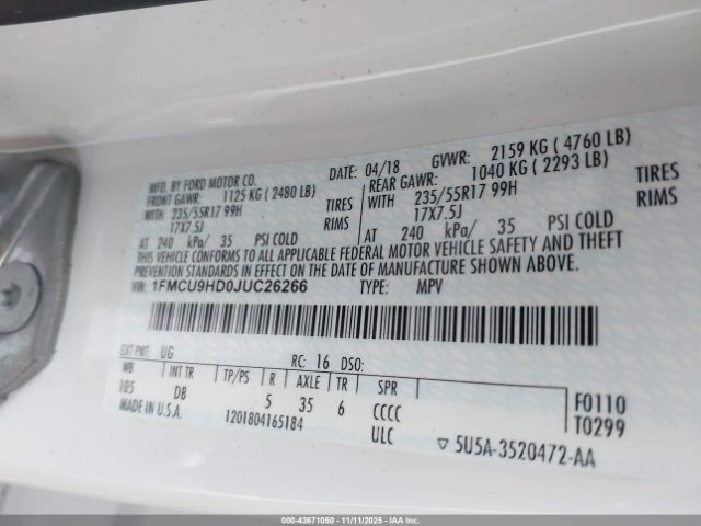 2018 FORD ESCAPE 1FMCU9HD0JUC26266 Photo 8