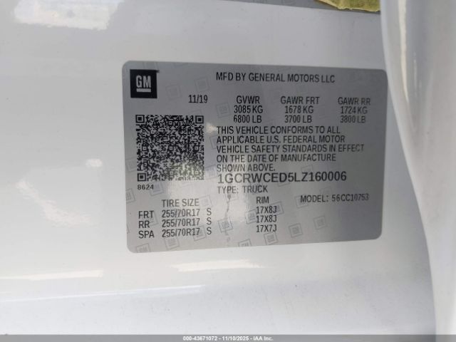 2020 CHEVROLET SILVERADO 1500 1GCRWCED5LZ160006 Photo 8