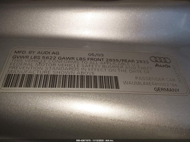 2004 AUDI A8 L WAUML44E44N002166 Photo 8