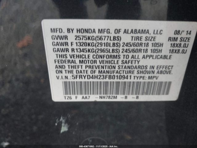 2015 ACURA MDX 5FRYD4H23FB010941 Photo 8