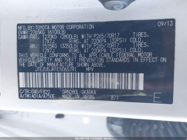 2014 TOYOTA 4RUNNER JTEZU5JR1E5065791 Photo 8