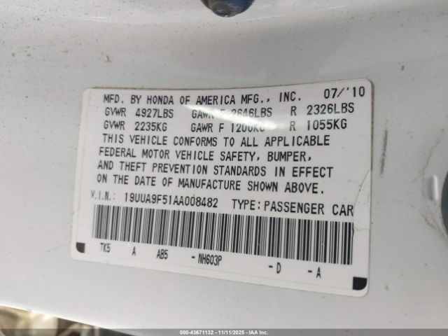 2010 ACURA TL 19UUA9F51AA008482 Photo 8