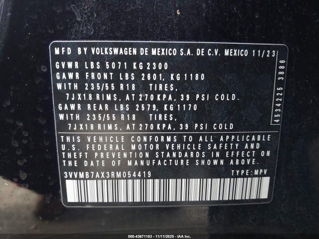 2024 VOLKSWAGEN TIGUAN 3VVMB7AX3RM054419 Photo 8