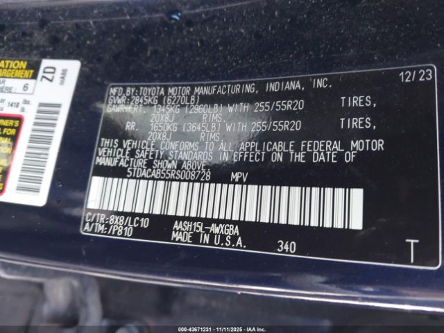 2024 TOYOTA GRAND HIGHLANDER 5TDACAB55RS008728 Photo 8