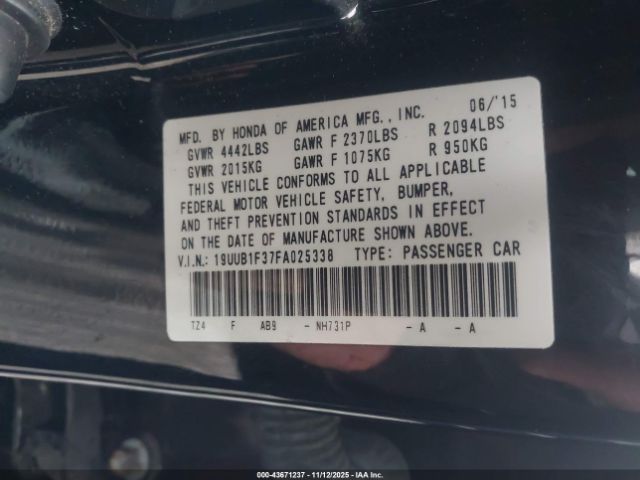 2015 ACURA TLX 19UUB1F37FA025338 Photo 8