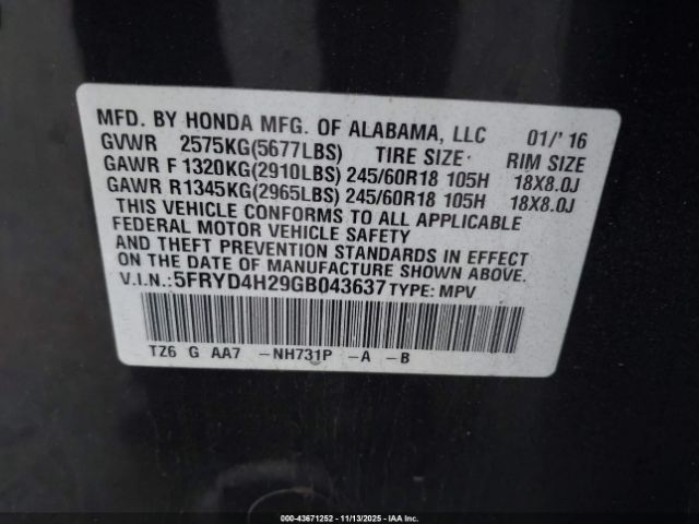 2016 ACURA MDX 5FRYD4H29GB043637 Photo 8