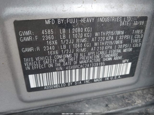 2010 SUBARU OUTBACK 4S4BRCAC2A1339195 Photo 8