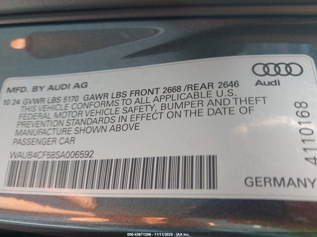 2025 AUDI S5 SPORTBACK WAUB4CF58SA006592 Photo 8