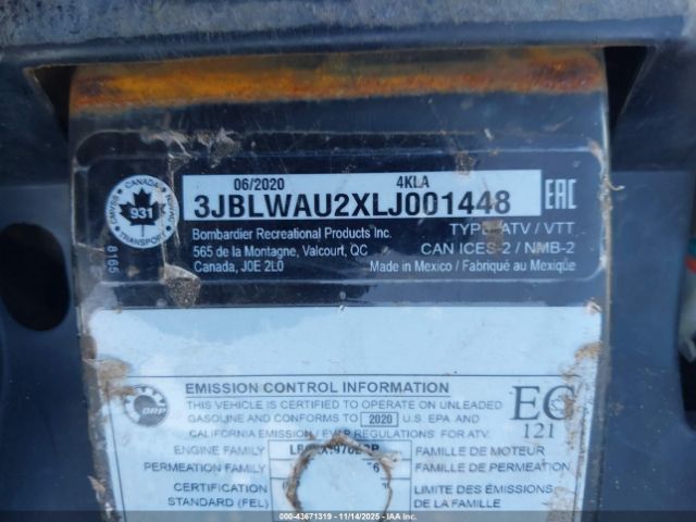 2020 CAN-AM OUTLANDER 3JBLWAU2XLJ001448 Photo 9