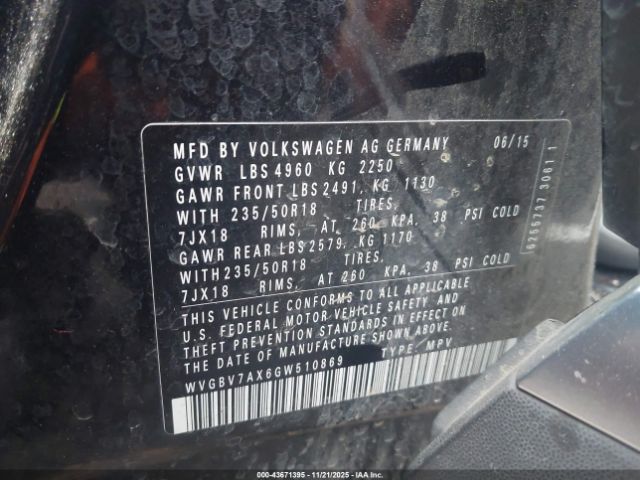 2016 VOLKSWAGEN TIGUAN WVGBV7AX6GW510869 Photo 8