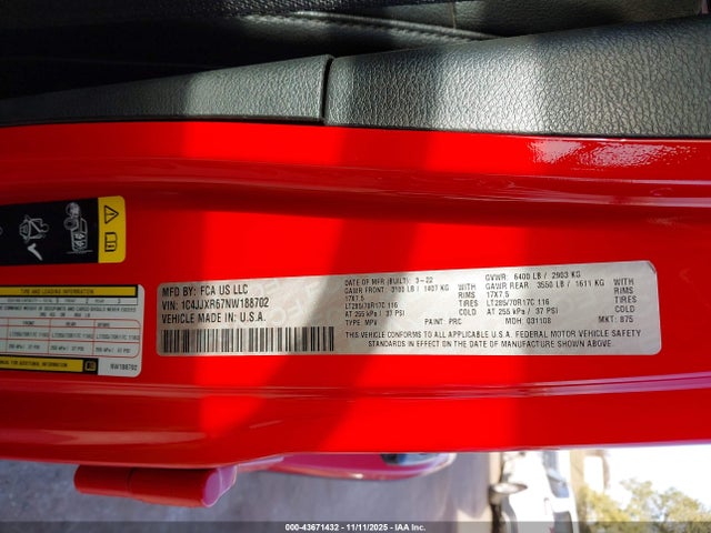 Aukcja sprzedaży 2022 Jeep Wrangler 4xe Unlimited Rubicon 4x4, vin: 1C4JJXR67NW188702, numer aukcji: 43671432