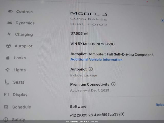 2022 TESLA MODEL 3 5YJ3E1EB8NF289538 Photo 6