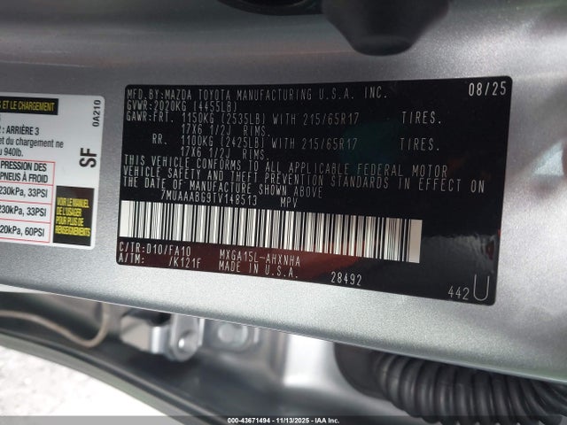 7MUAAABG9TV148513 Toyota Corolla Cross L