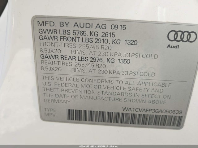 2016 AUDI Q5 WA1CVAFP3GA050639 Photo 8