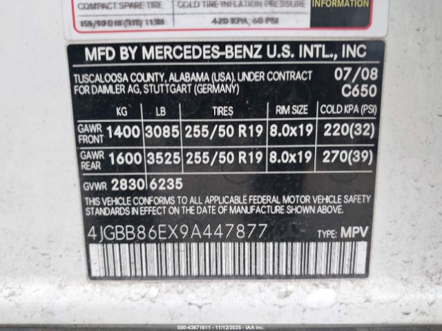 2009 MERCEDES-BENZ ML 350 4JGBB86EX9A447877 Photo 8