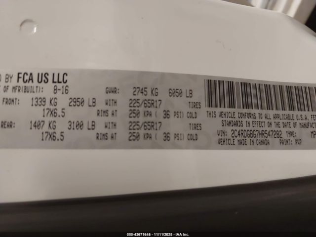 2017 DODGE GRAND CARAVAN 2C4RDGBG7HR547282 Photo 8