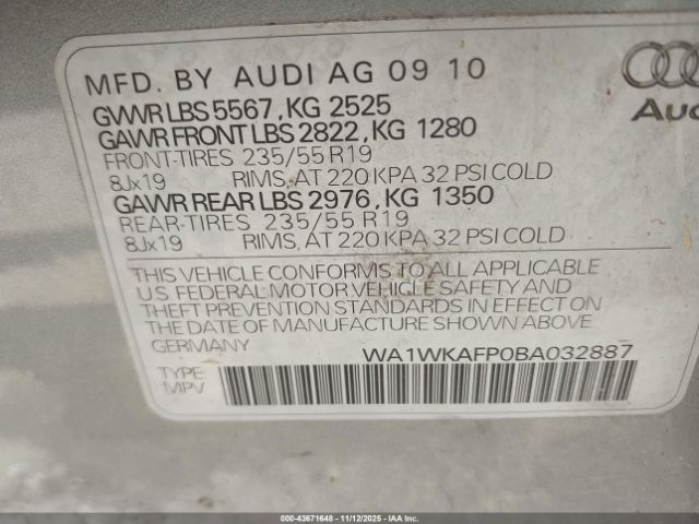 2011 AUDI Q5 WA1WKAFP0BA032887 Photo 8