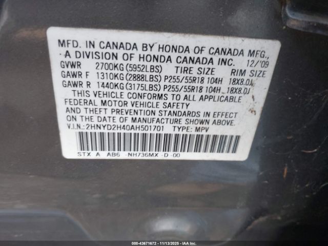 2010 ACURA MDX 2HNYD2H40AH501701 Photo 8
