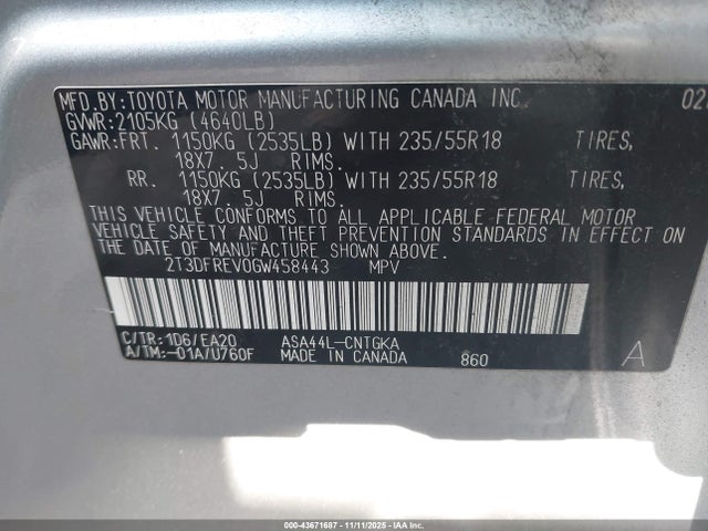 Toyota Rav4 Limited 2016 2T3DFREV0GW458443 Image 9