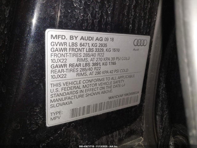 2019 AUDI Q8 WA1CVAF19KD008334 Photo 8